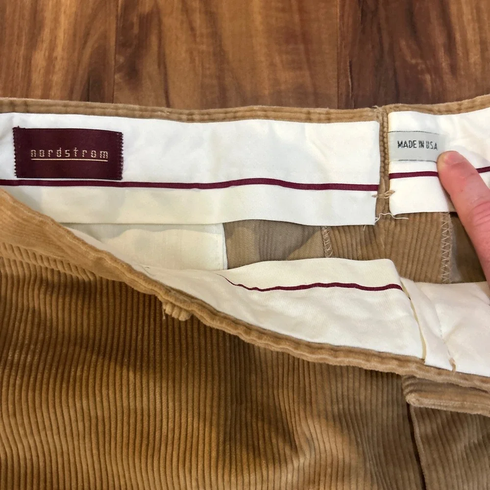 Vintage Nordstrom Mens Corduroy Pants 36x29 Tan Wide Wale Made in USA 80s